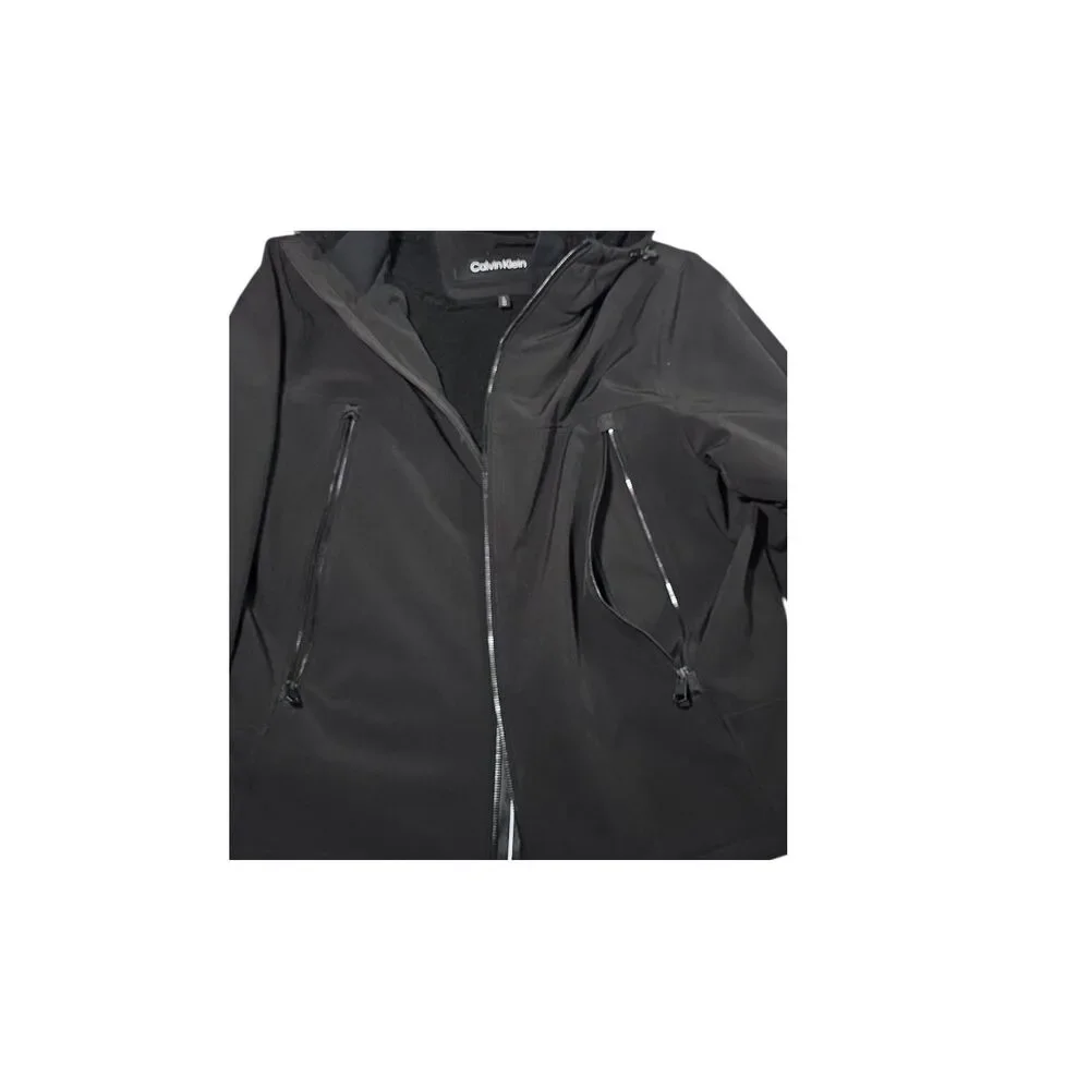 NWT Calvin Klein Men L Sherpa Lined Soft Shell Jacket Black Infinite Stretch 225
